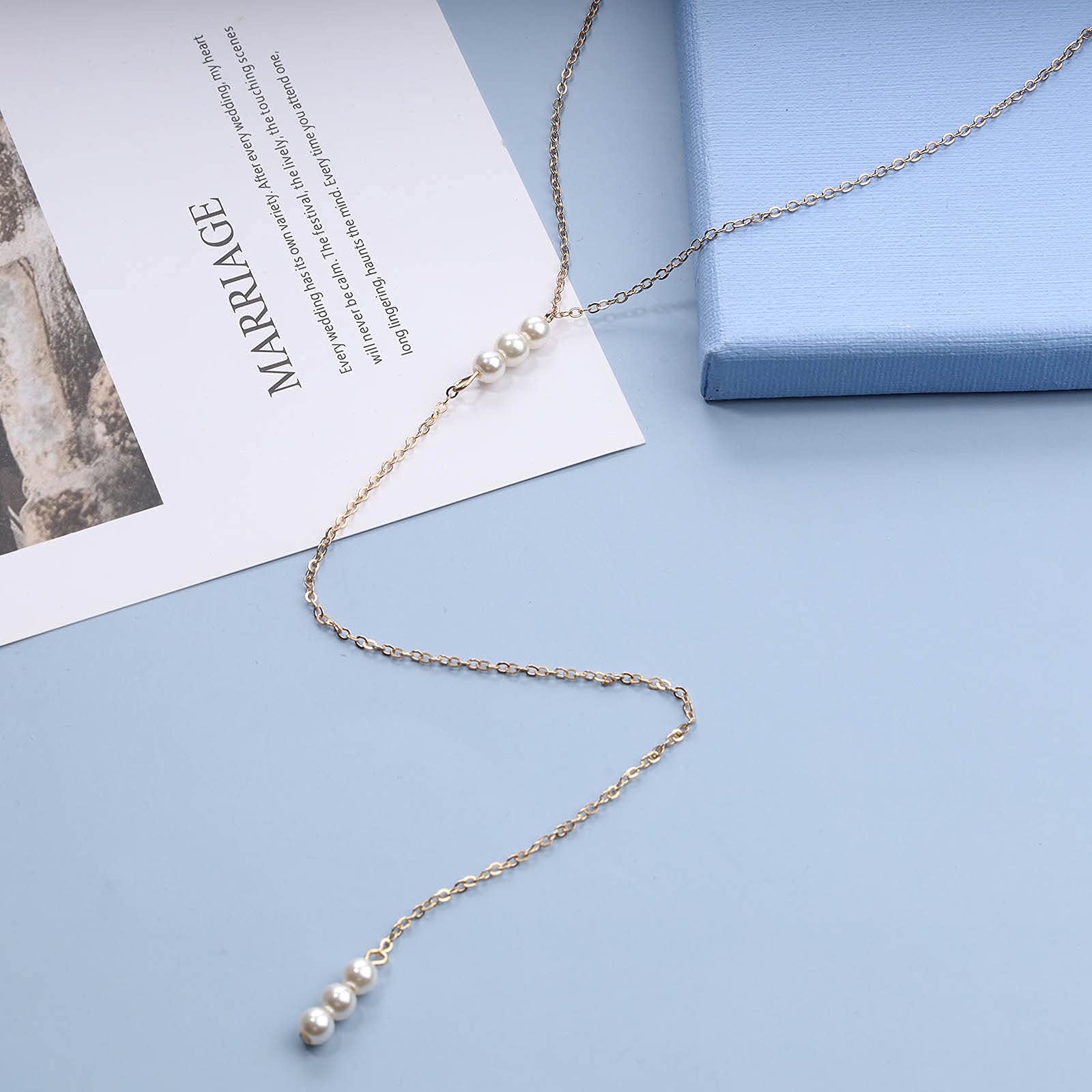 Boho Pearl Back Chain Necklace - Gold Body Jewelry for Women & Girls | Bridal Backdrop Necklace, Summer Beach Accessory | Perfect for Weddings, Vacations & Gifts