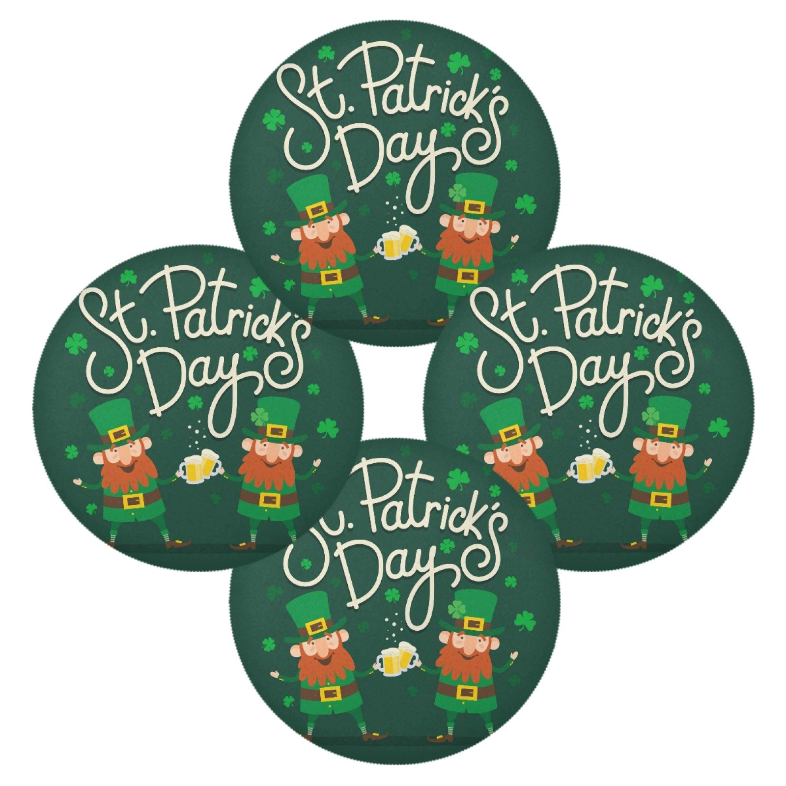 St. Patrick's Day Round Placemats Set of 4 - 15.4 Inch Heat-Resistant Table Mats for Dining & Kitchen Decor, Non-Slip Holiday Tableware - Perfect for Irish-Themed Parties, Home Decor, and Festive Gatherings
