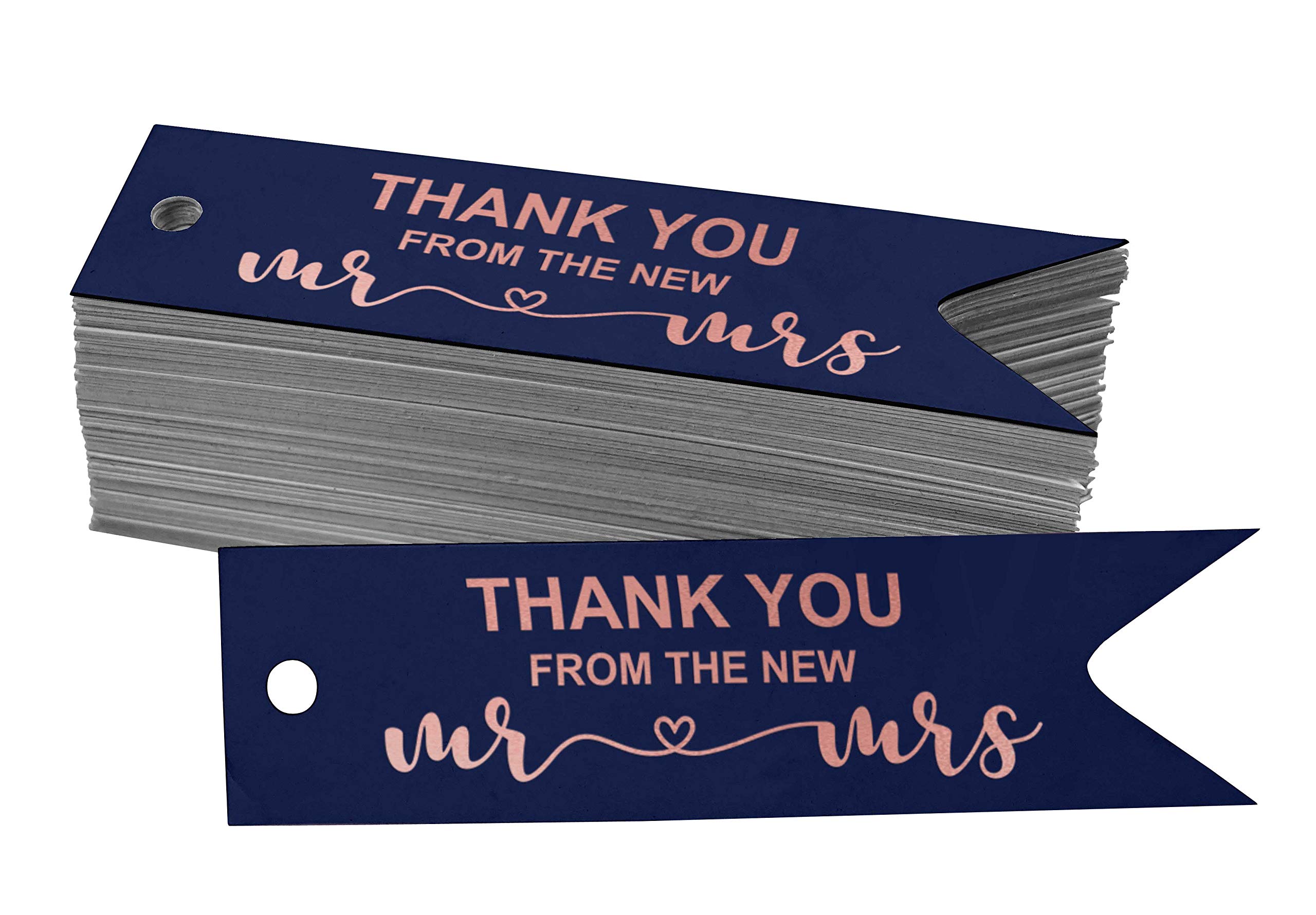 100pcs Rose Gold Foil Wedding Favor Tags - Elegant Thank You Hang Tags for Bridal Shower, Baby Shower & Party Decorations