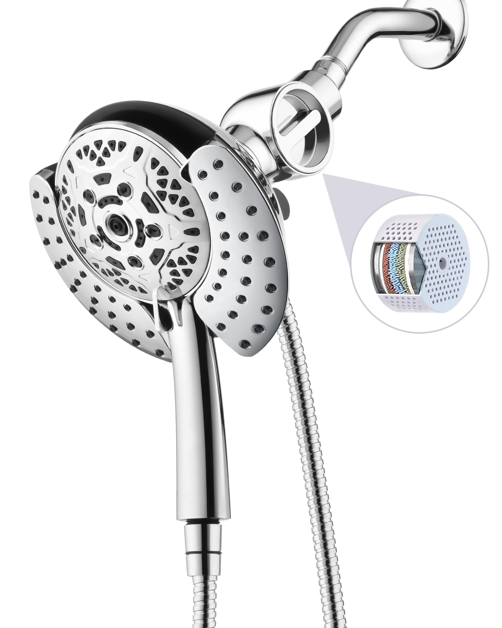 2-in-1 Filtered Shower Head with Handheld - 10 Mode Adjustable Rainfall & Massage Spray Showerhead System for Relaxing Bath & Spa Experience - Perfect for Bathroom Renovation & Water Saving