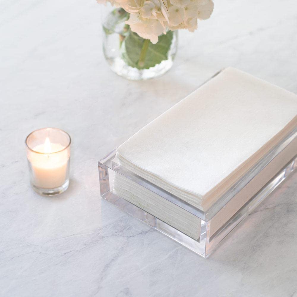 Premium White Caspari Linen Guest Towels - 12 Pack (100GG) | Elegant Paper Napkins for Weddings, Dinner Parties & Upscale Events