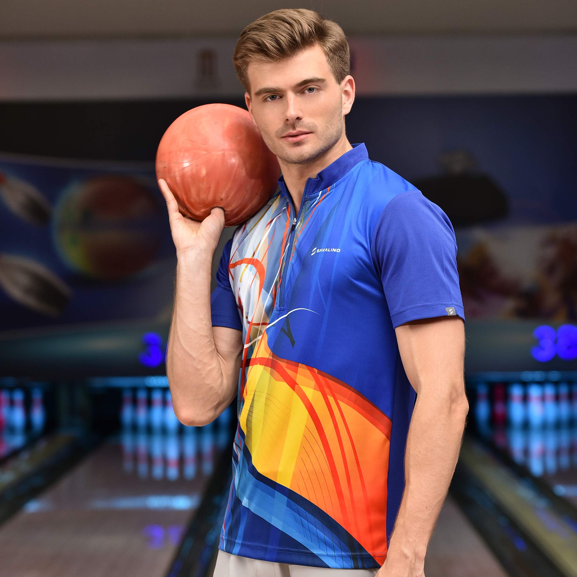 Men's Quick Dry Sublimation Bowling Jersey Shirt - Breathable & Moisture Wicking Performance Tee for Bowling Leagues & Tournaments (Sizes S-6XL, Blue) - Perfect for Bowling Teams, Casual Wear & Sports Enthusiasts