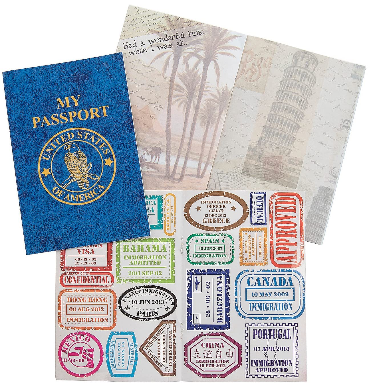 12 Pack Passport Sticker Books for Kids - World Travel Themed Party Favors with Travel Stamp Stickers | Perfect for Travel-Themed Birthday Parties, Classroom Activities & DIY Scrapbooking
