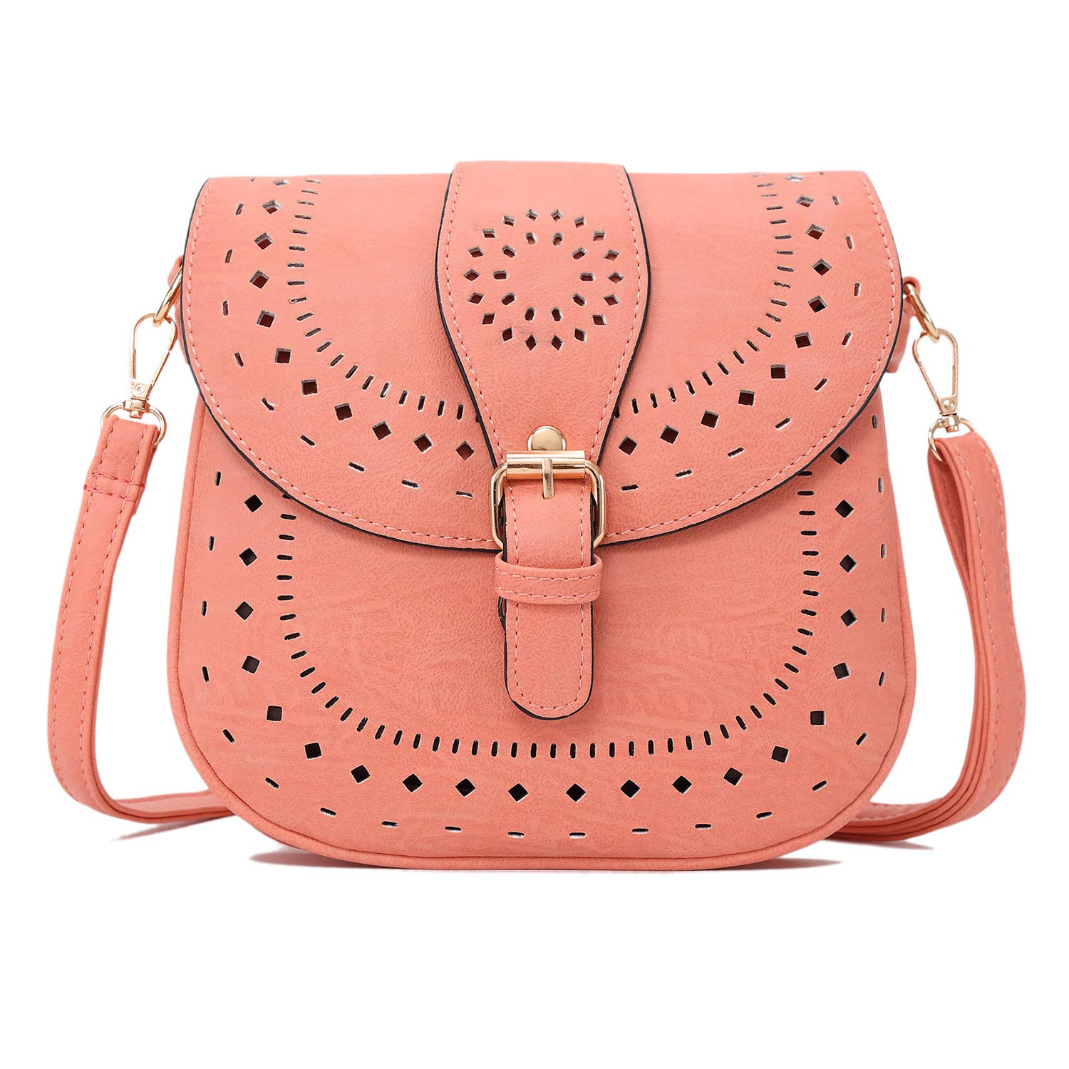 Vintage PU Leather Hollow Crossbody Shoulder Bag for Women - Stylish Handbag for Casual Outings, Shopping & Travel