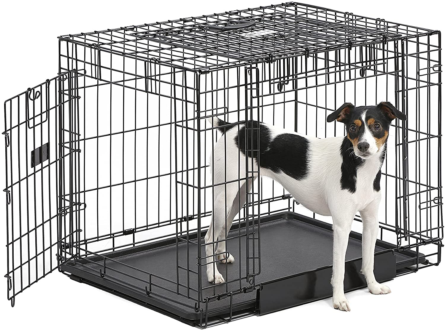 Qpets Double Door Folding Metal Dog Crate - Heavy Duty Dog Kennel for Training & Behavior Correction | Portable Pet Cage for Home, Travel & Outdoor Use