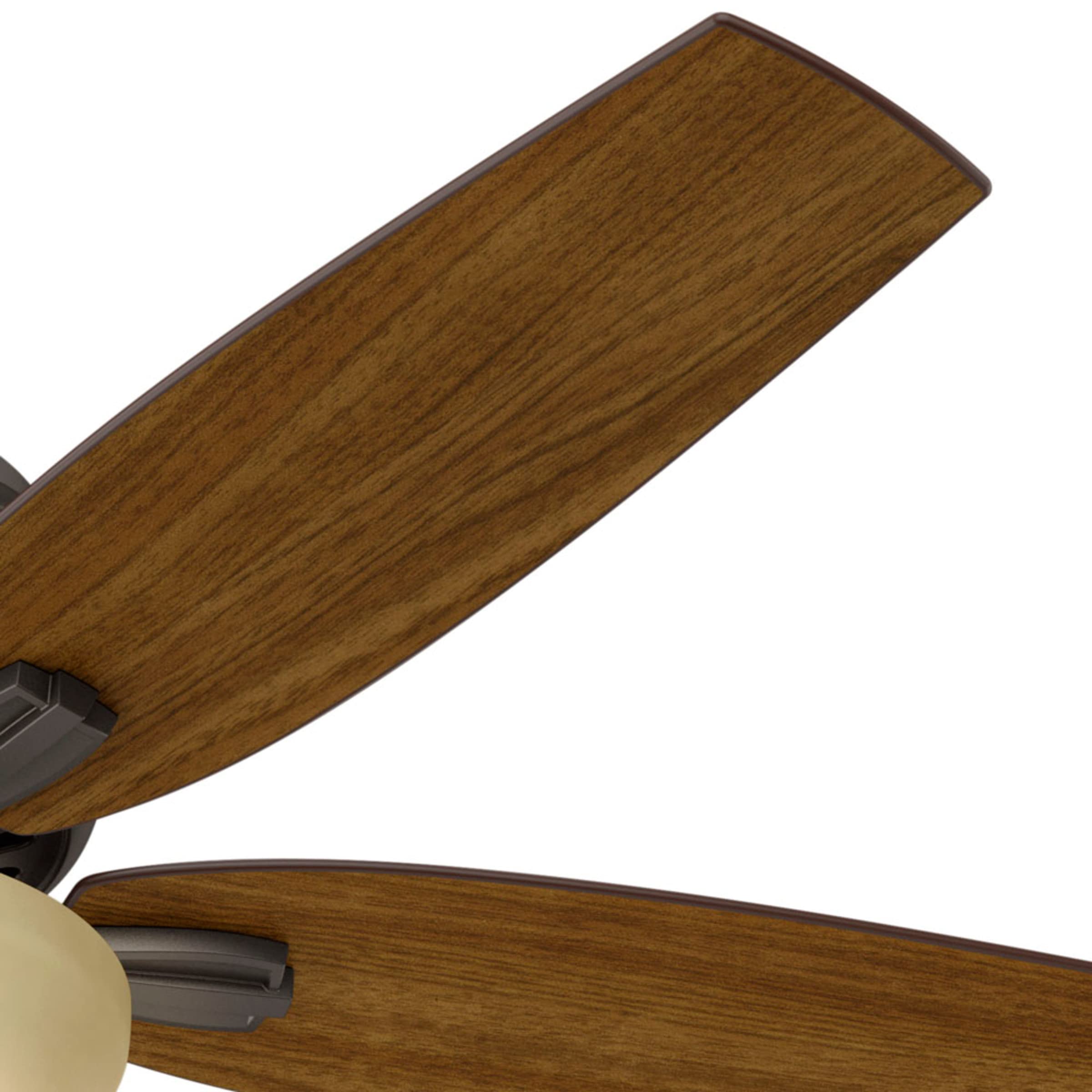 Hunter Fan Company 53314 52-Inch Newsome Premier Bronze Low Profile Ceiling Fan with LED Light Kit and Pull Chain - Perfect for Bedroom, Living Room, and Indoor Spaces