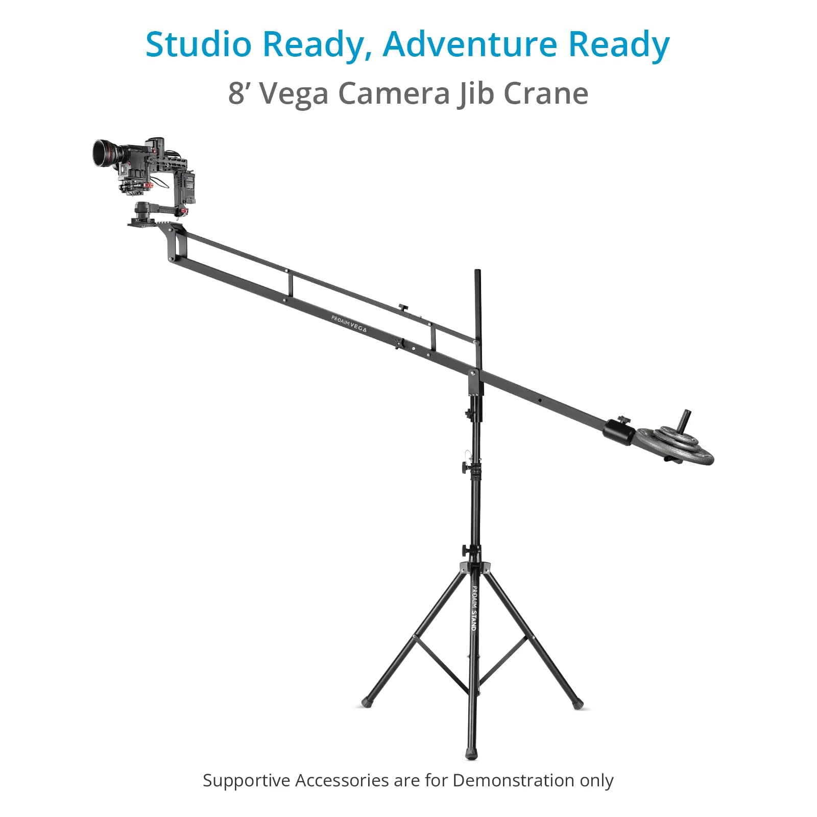 PROAIM 8' Vega Jib Crane for DSLR & Mirrorless Cameras - 8kg/17lb Payload, Compatible with Pan Tilt Heads & 3-Axis Gimbals (JB-VG08-01) - Perfect for Film Making, YouTube Videos & Professional Photography