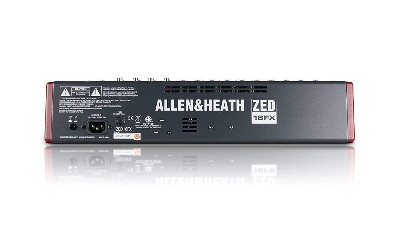 Allen & Heath ZED 16FX 16-Channel USB Audio Mixer with Built-In Effects - Professional Live Sound & Studio Recording Mixing Console for Bands, DJs, Podcasting & Home Studios