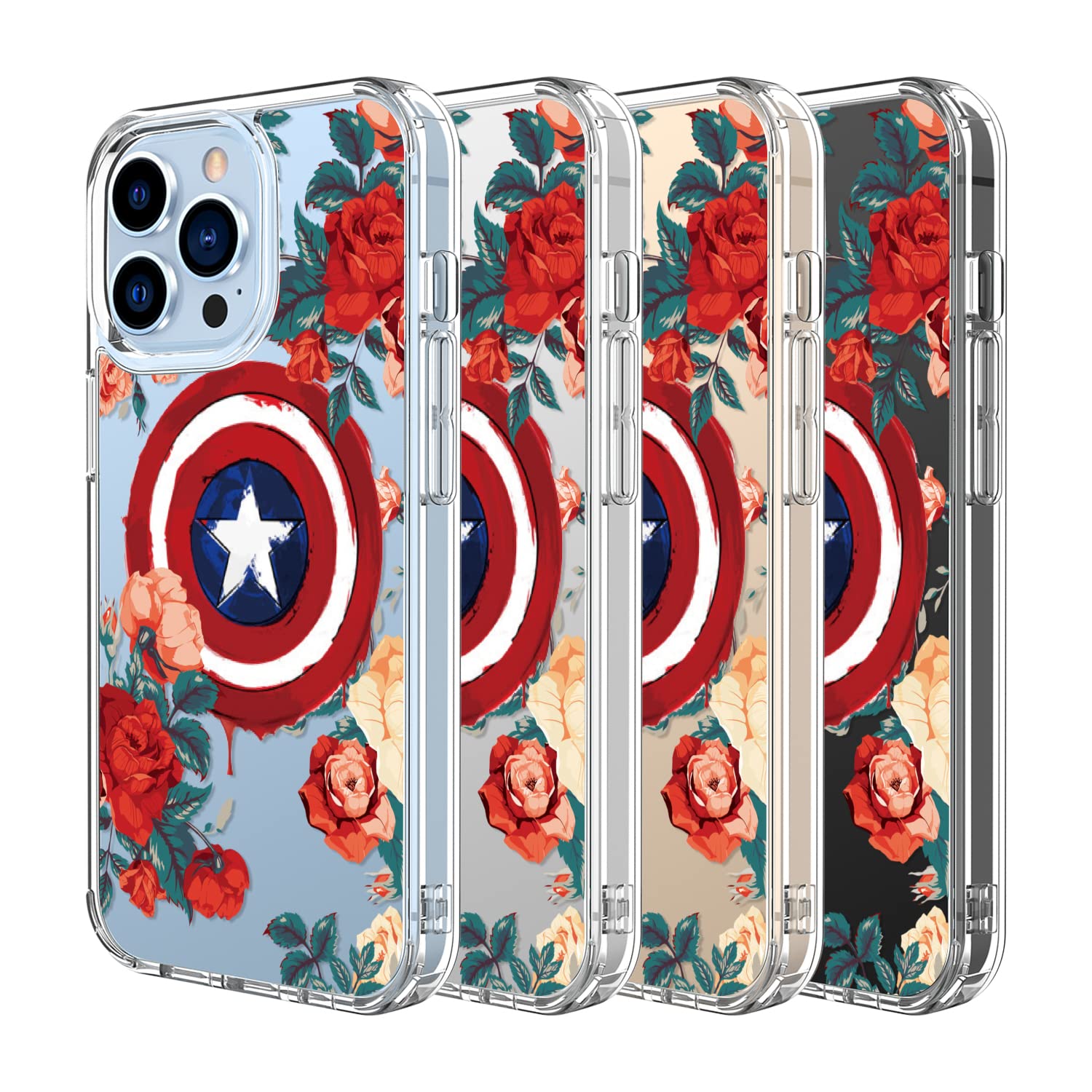 LUHOURI iPhone 13 Pro Max Case with Screen Protector - Crystal Clear Fashion Phone Cover for Women, Slim Fit Durable Protective Case for 6.7