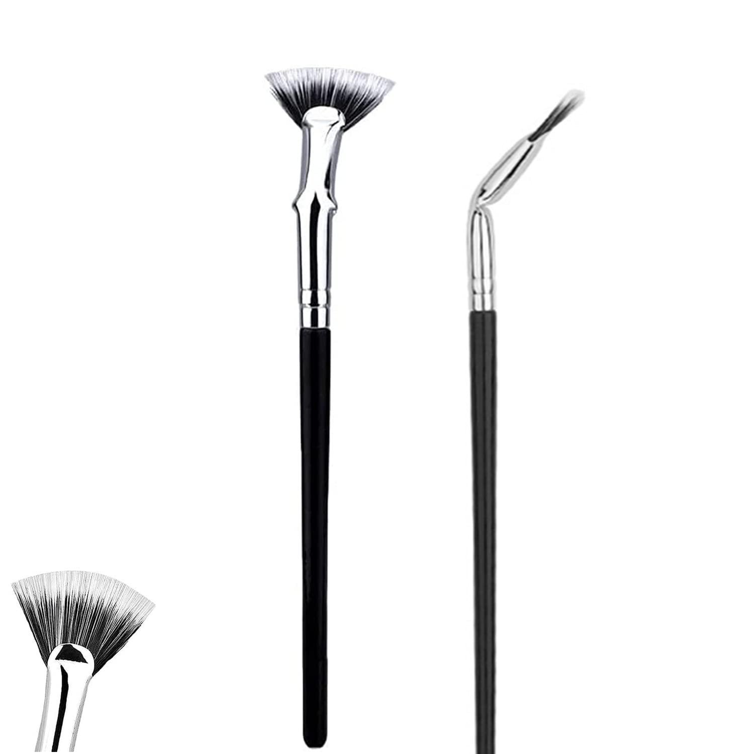 2Pcs Dolly Mascara Fan Brush Set - Professional Angled Fan Shaped Eyelash Brushes for Voluminous Lashes - Perfect for Makeup Artists & DIY Lash Extensions at Home or Salon