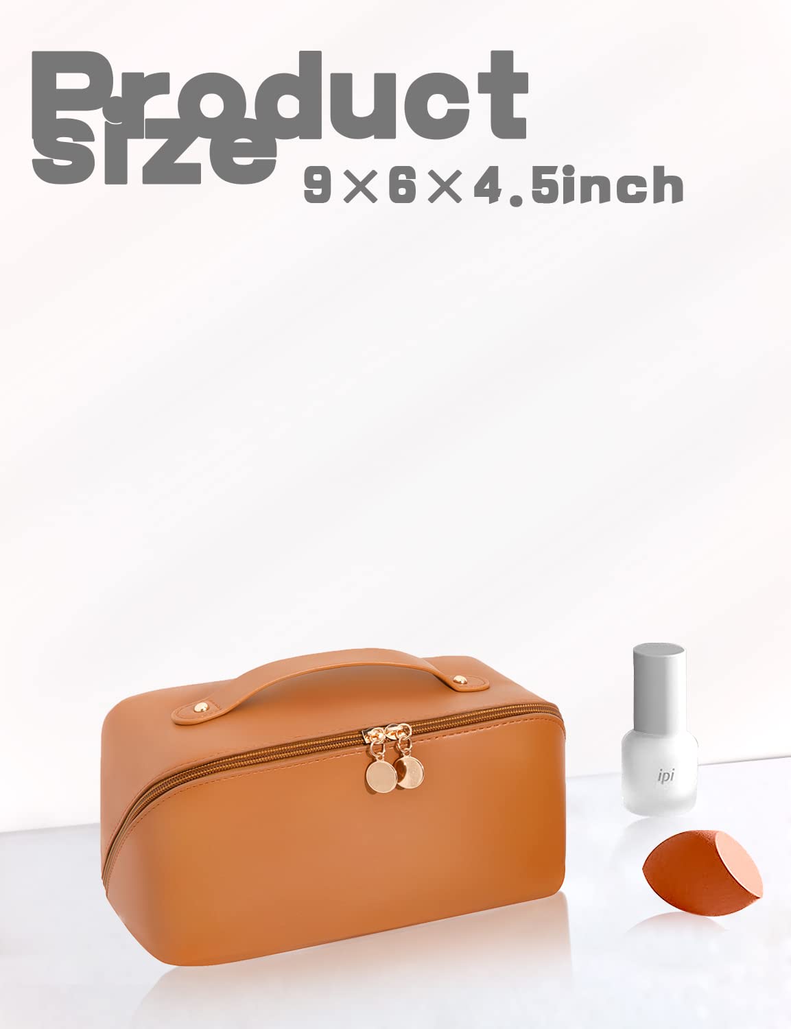 Waterproof Large Capacity Makeup Bag for Women & Girls - Travel Cosmetic Organizer with Multifunctional Storage | Perfect for Travel, Gym & Daily Use (Khaki)