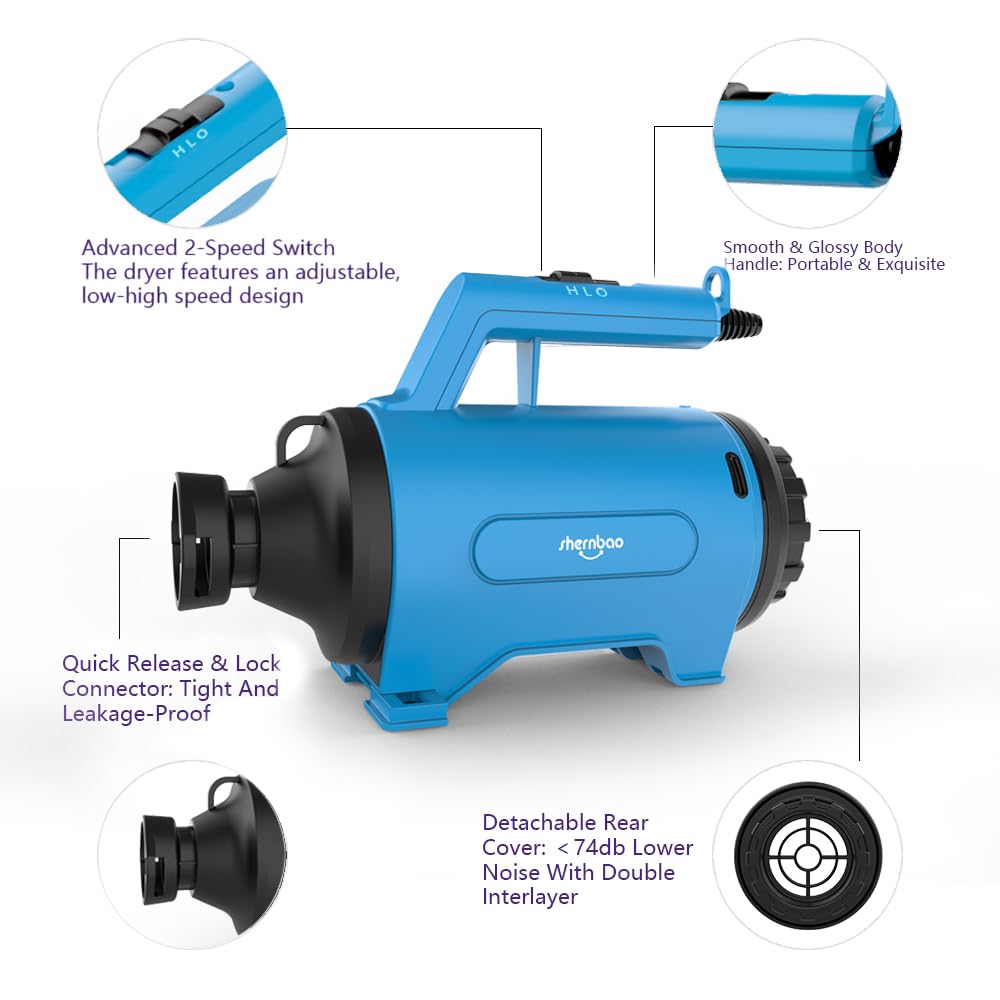Shernbao High Velocity Car & Motorcycle Dryer Blower | 110V Portable Air Blower for Auto Detailing, Cleaning & Dusting | Perfect for Drying Vehicles, Removing Water Spots & Cleaning Hard-to-Reach Areas