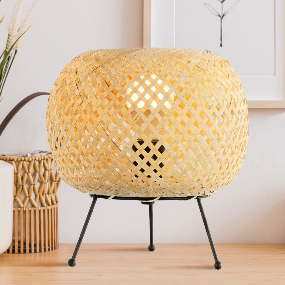 Bohemian Rustic Iron and Rattan LED Mini Table Lamp with Smart Bulb - 10.75