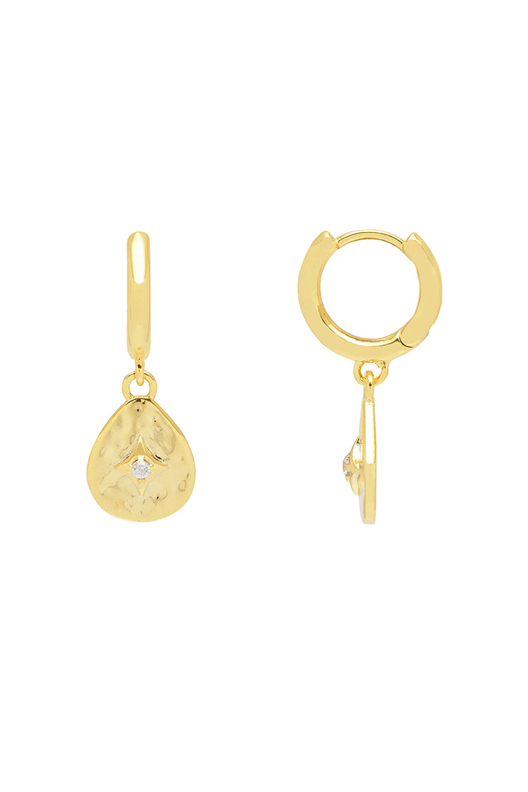 Hammered CZ Pear Drop Earrings - Sterling Silver Dangle Earrings for Women - Perfect for Weddings, Parties & Special Occasions