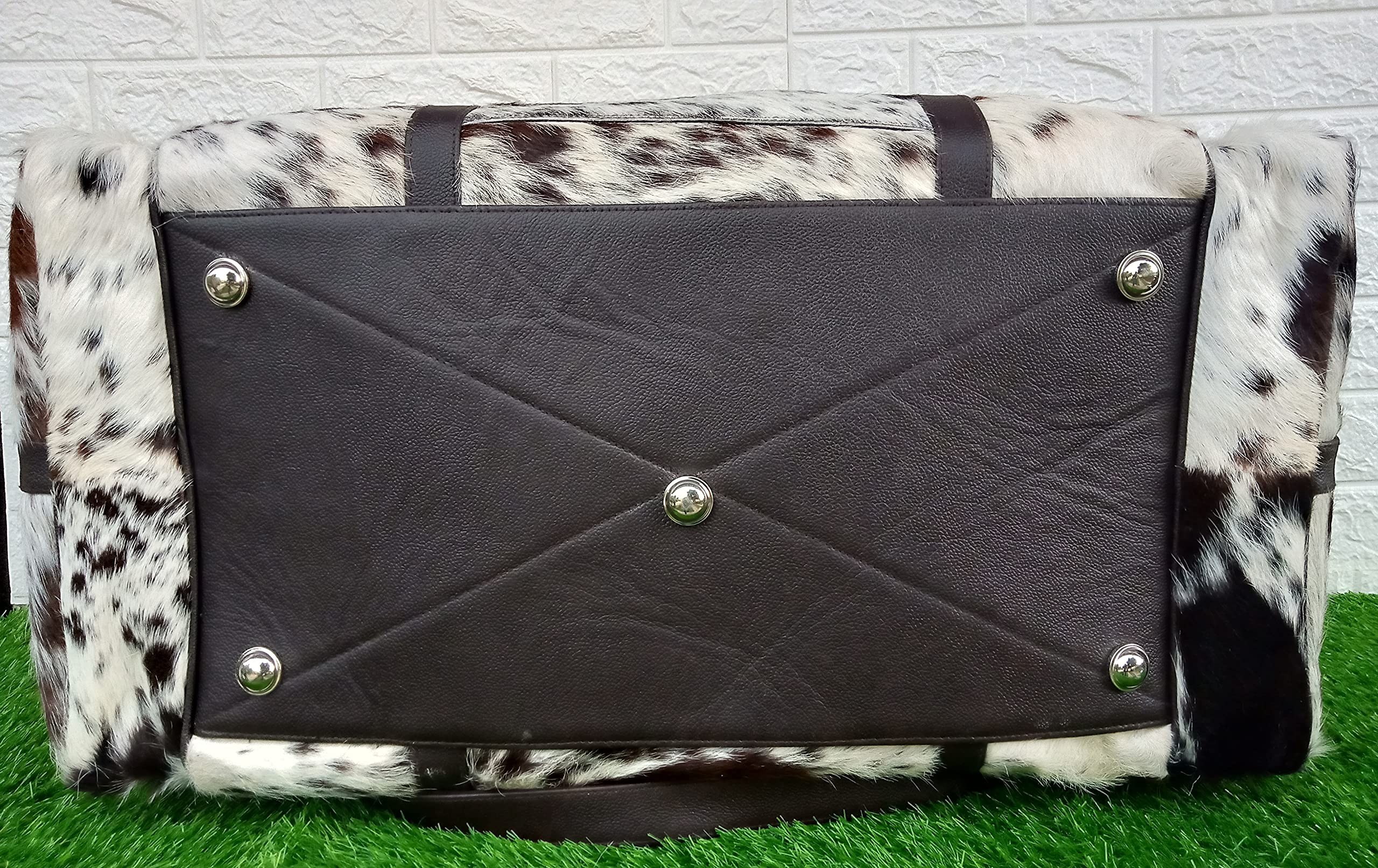 Premium Extra Large Cowhide Duffel Bag - Tricolor Leather Travel, Gym & Weekender Overnight Bag | Durable & Stylish for Business Trips, Vacation & Sports Gear Storage