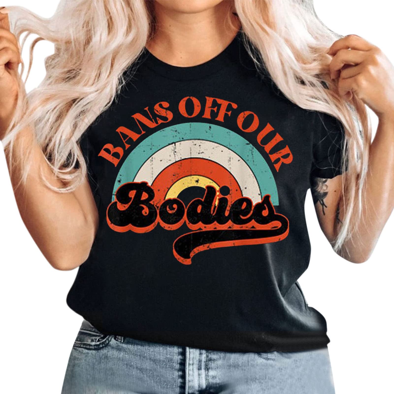 Women's Printed Letter Short Sleeve T-Shirt - Round Neck Casual Blouse, Feminist Tee for Running & Everyday Wear (Black, XXXL) - Perfect for Workouts, Protests & Casual Outfits