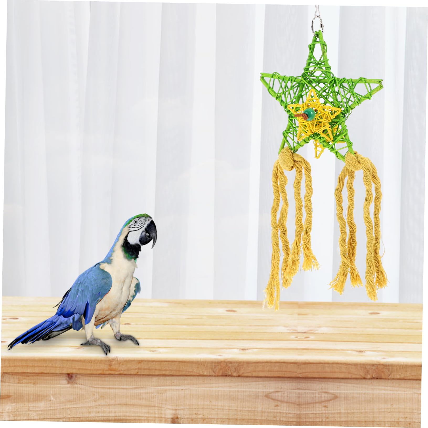 3pcs Parrot Chew Toys - Natural Wooden Skewers, Foraging Paper & Rattan Ball - Bird Molar & Shredder Toys for Parakeets, Cockatiels, Lovebirds - Perfect for Cage Hanging & Mental Stimulation