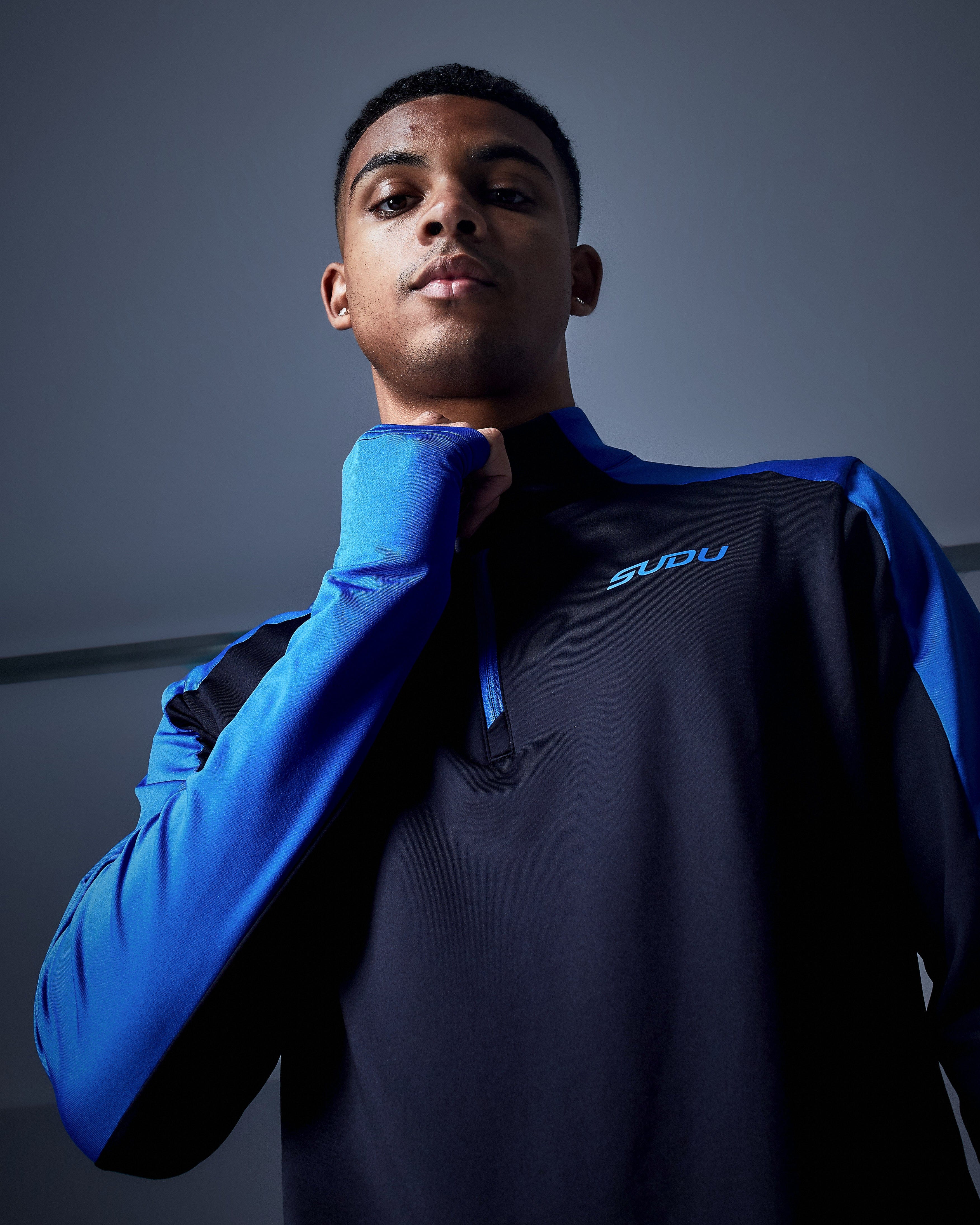 SPZM 01 Quarter Zip Midlayer Fleece Jacket - Black & Blue Color Options | Warm Lightweight Layering for Hiking, Running & Outdoor Activities