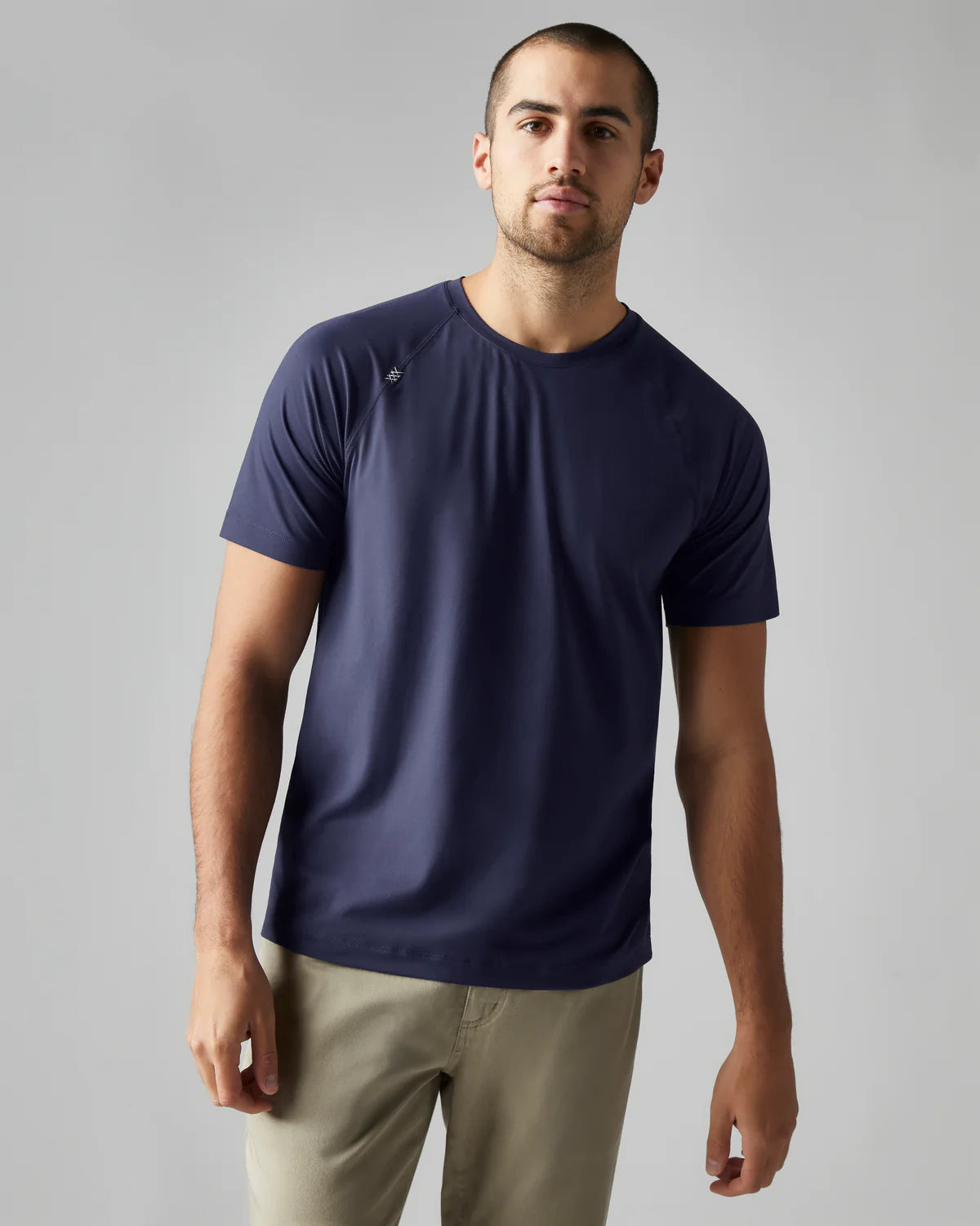 Rhone Men's Reign Trim Fit T-Shirt - Moisture Wicking, Breathable Performance Tee for Gym & Casual Wear - Navy Blue