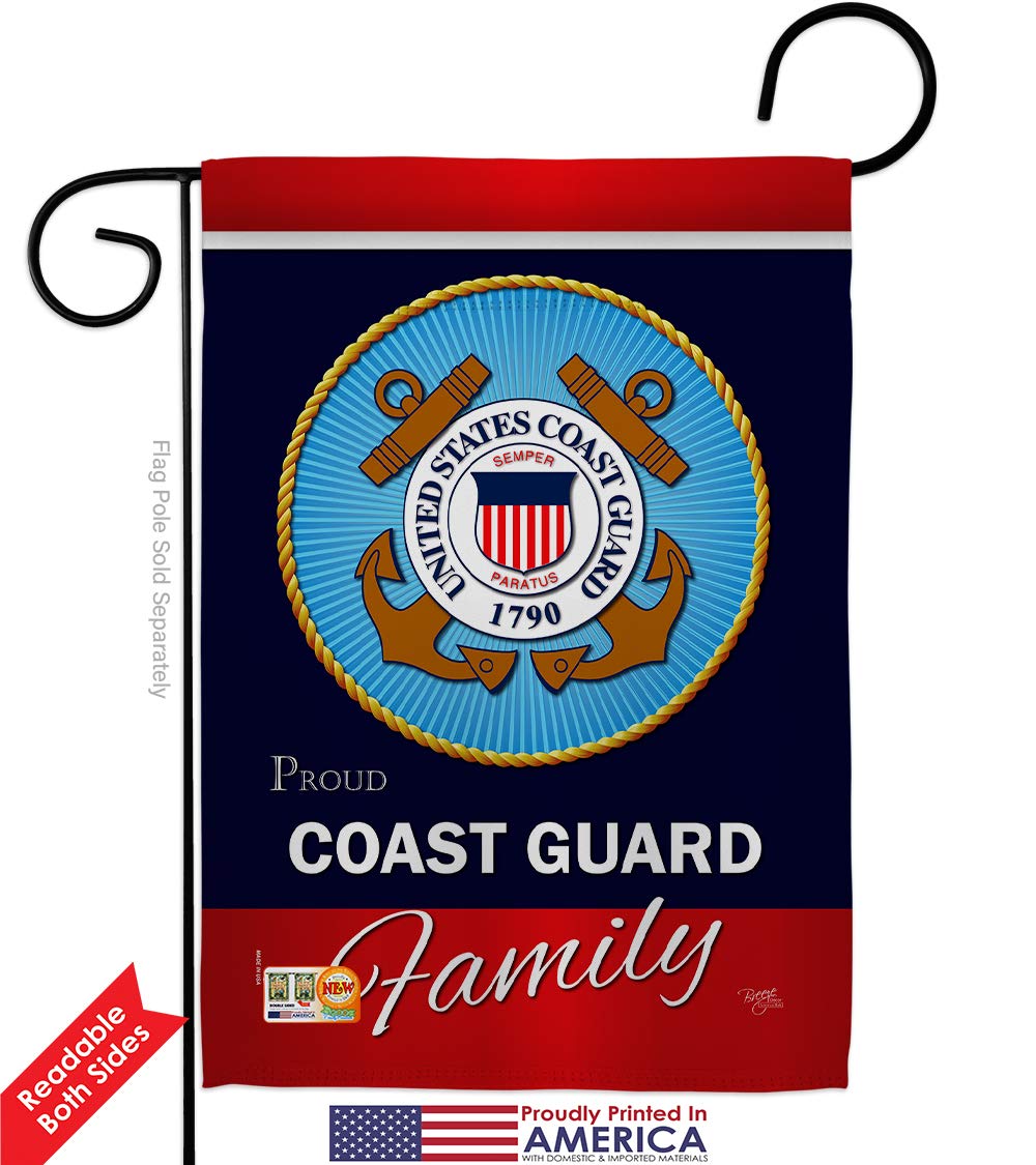 USCG Semper Paratus Double-Sided Garden Flag Kit - 28x40 Inch Military House Banner for Coast Guard Veterans, Armed Forces Families & Patriotic Yard Decor - Made in USA for Front Porch, Lawn & Outdoor Display