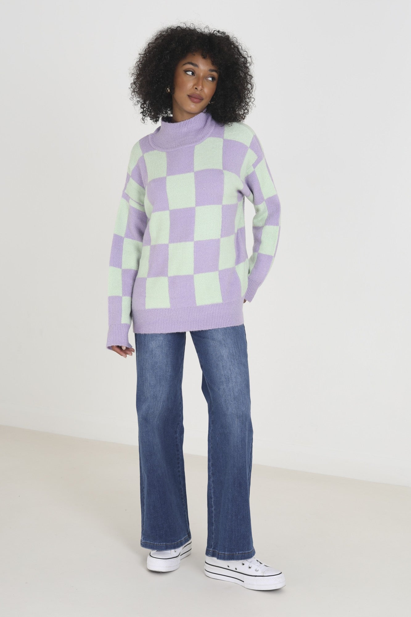 Premium Jersey Knitwear for Women - Soft & Comfortable Purple/Mint Pullover Sweater BZZ015 | Casual Wear, Layering & Cozy Loungewear