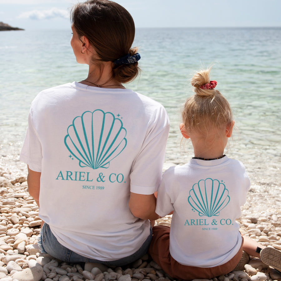 Ariel & Co 1989 Vintage Back Logo Matching White Cotton T-Shirts for Couples - Perfect for Anniversaries, Date Nights & Matching Outfits