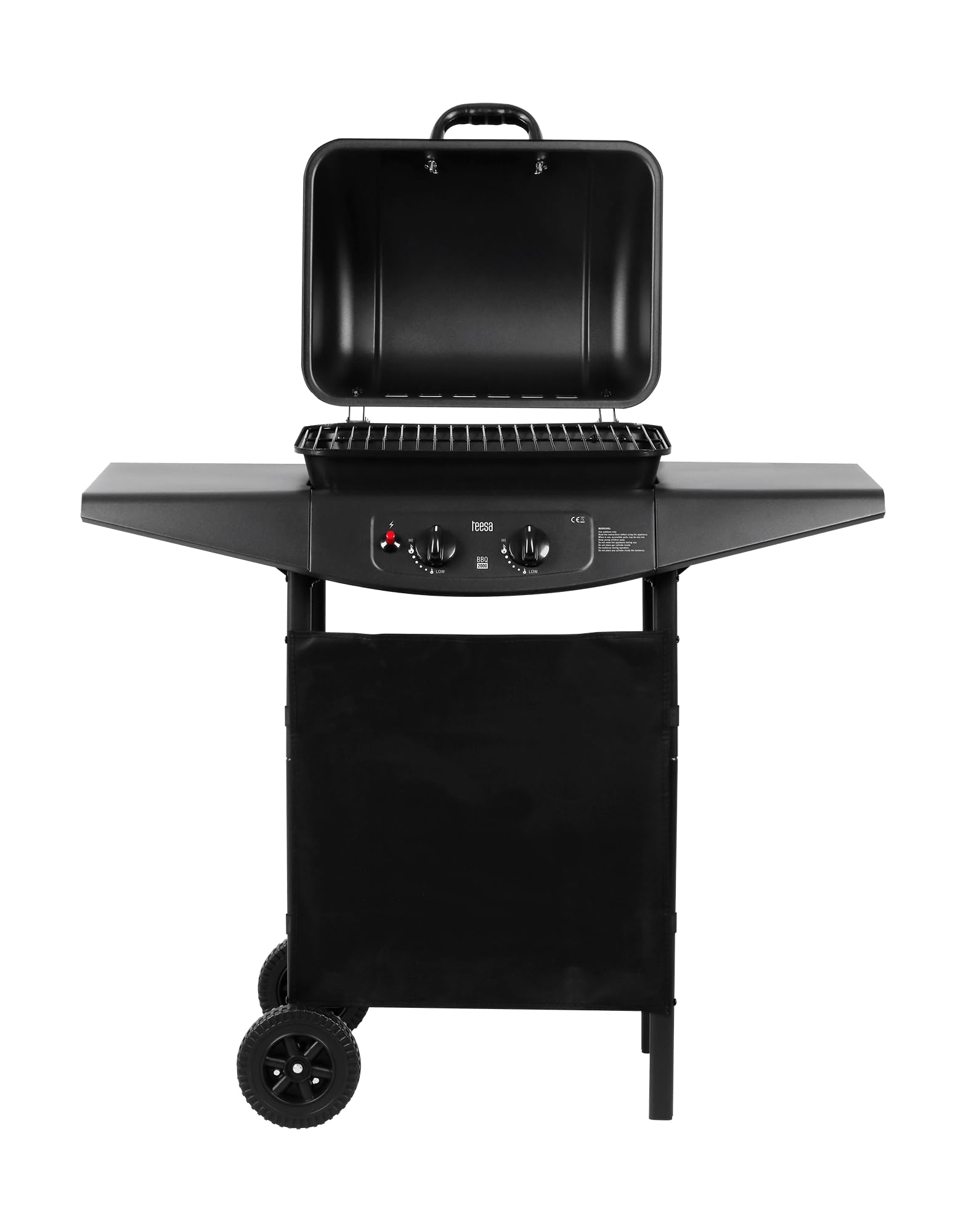 Teesa BBQ 2000 TSA0080 2-Burner Gas Grill Black 38.6 x 17.3 x 39.4 Inches for Outdoor Cooking, Backyard Parties & Camping