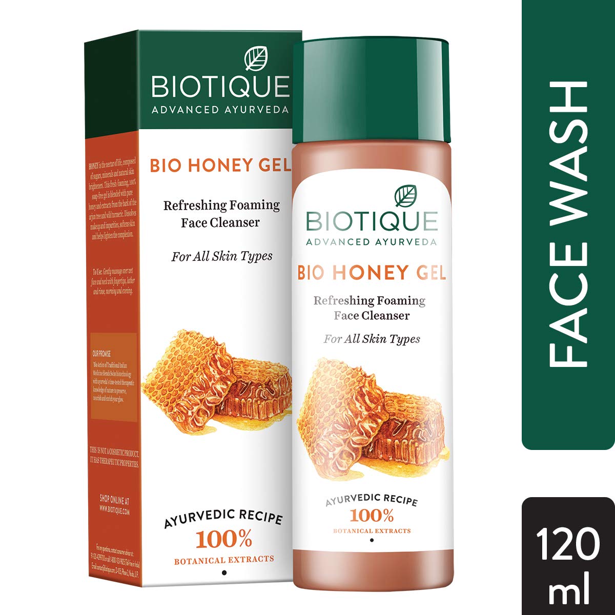 Biotique Bio Honey Gel Refreshing Foaming Face Cleanser 120ml & Apricot Body Wash 200ml - Natural Skincare Set for Glowing Skin - Perfect for Daily Face and Body Cleansing Routine