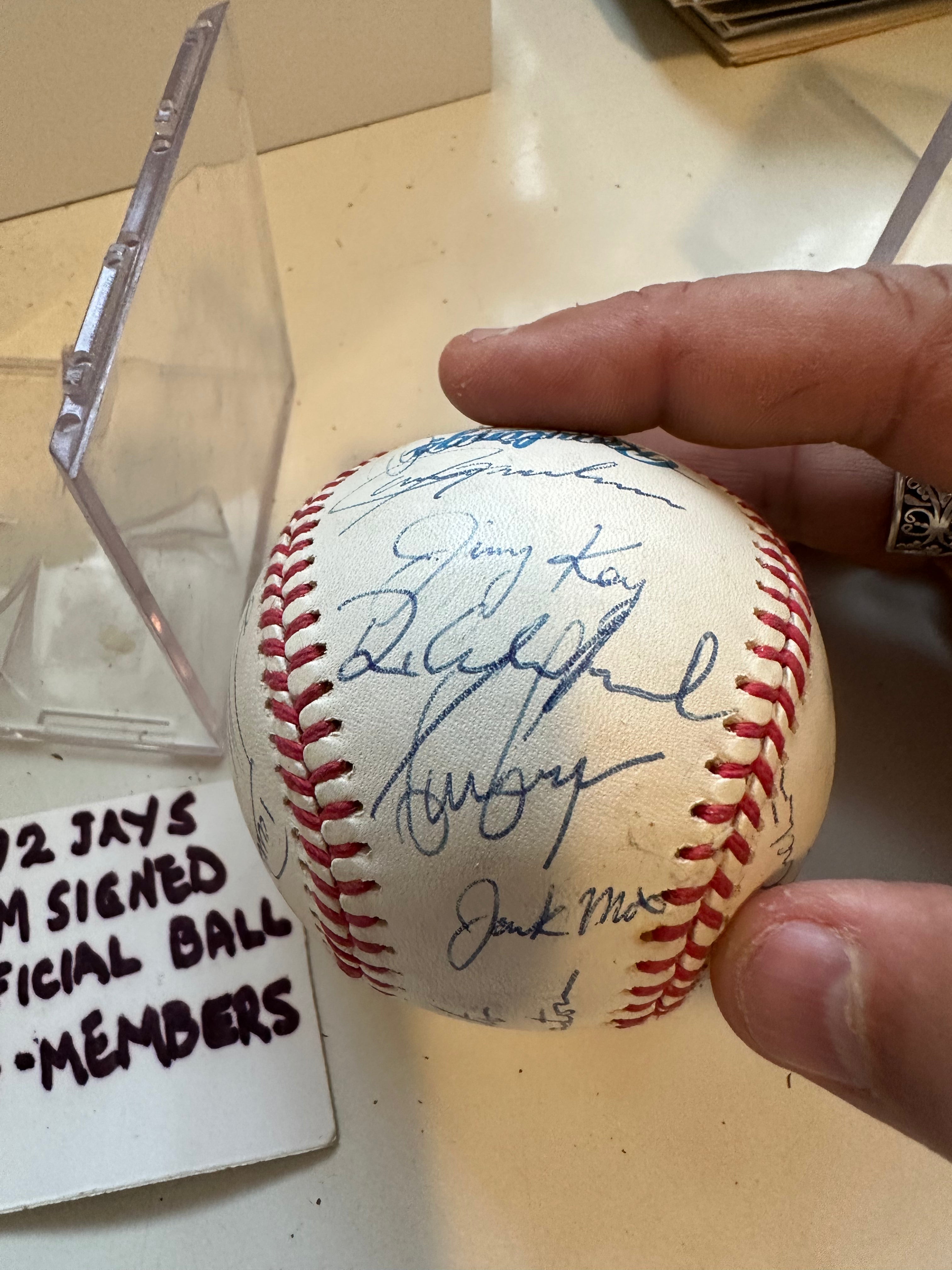 1992 World Series American League Baseball Signed by 24 Blue Jays Players - Authentic Collectible with COA & Display Holder - Perfect for Sports Memorabilia Fans & Baseball Enthusiasts