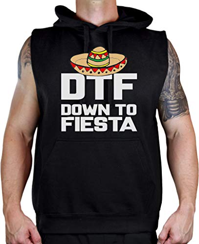 Men's Down to Fiesta KT B580 Black Sleeveless Hooded Vest - Lightweight Warm Puffer Jacket for Outdoor Activities, Streetwear & Casual Wear