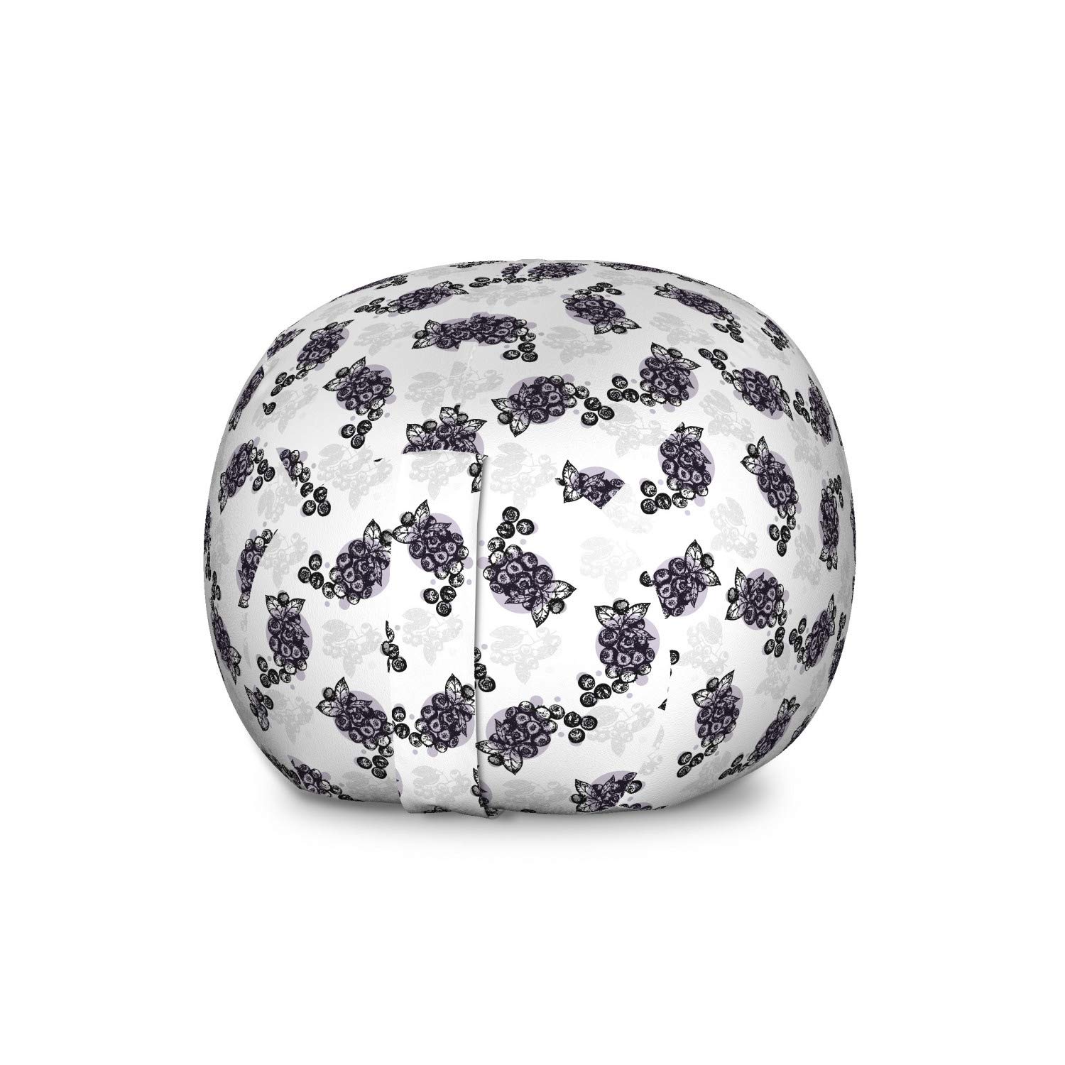 Ambesonne Blueberry Silhouette Art Toy Storage Bag Chair - Large Washable Stuffed Animal Organizer with Sketchy Fruit Pattern, Grey Multicolor - Perfect for Kids' Room, Playroom & Nursery Organization