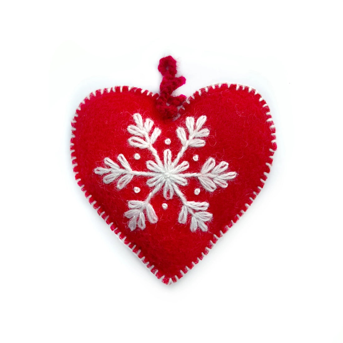 Handmade Embroidered Heart Felt Wool Christmas Ornament - Perfect for Holiday Tree Decor, Gift Giving & Home Decoration