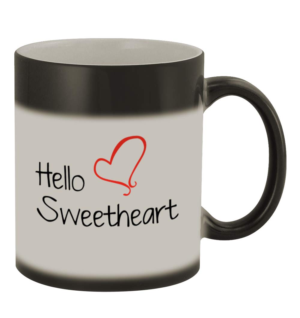 Magic Color Changing Coffee Mug - 11oz Ceramic Cup with 'Hello Sweetheart' Funny Humor Design | Heat Sensitive Novelty Gift for Office, Home & Coffee Lovers