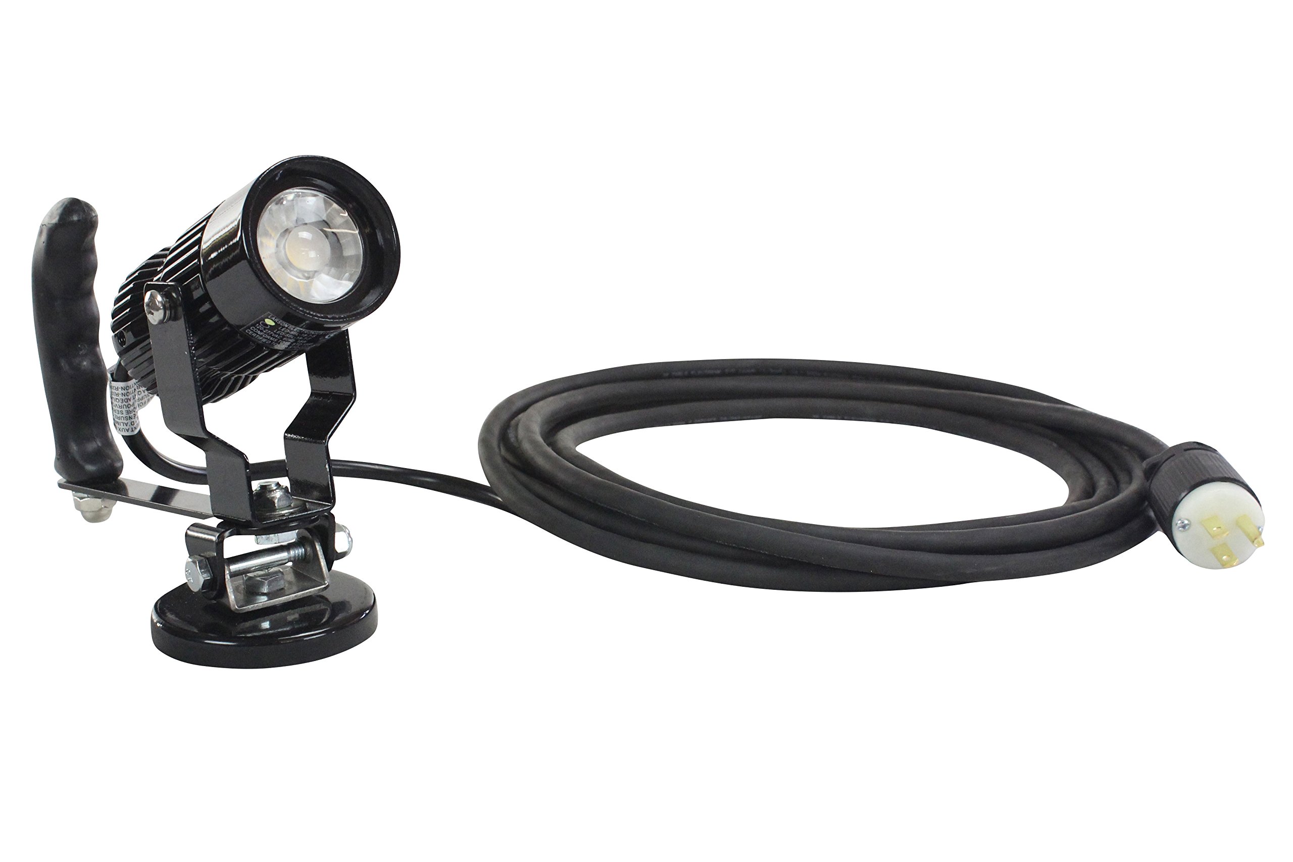 18W LED Spotlight with Magnetic Base - Adjustable Tilting & Grip Handle - 25ft Cord with Plug (-60° Flood, 5-15° Straight Beam) - Perfect for Garage, Workshop, Construction & Automotive Repairs