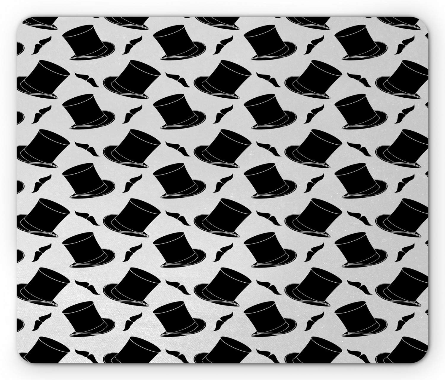 Ambesonne Premium Non-Slip Mouse Pad - Gentleman Magician Design with Hats & Mustache Silhouettes - Standard Size Rectangle Rubber Mousepad in Charcoal Grey - Perfect for Office, Gaming & Home Computer Setup