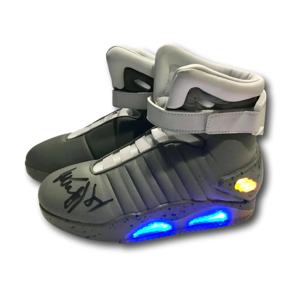 Authentic Michael J. Fox Signed Back to the Future Air Mag Shoes Pair with COA - Limited Edition Collectible for Movie Memorabilia Fans & Pop Culture Enthusiasts - Perfect for Display, Gift Giving, and Investment