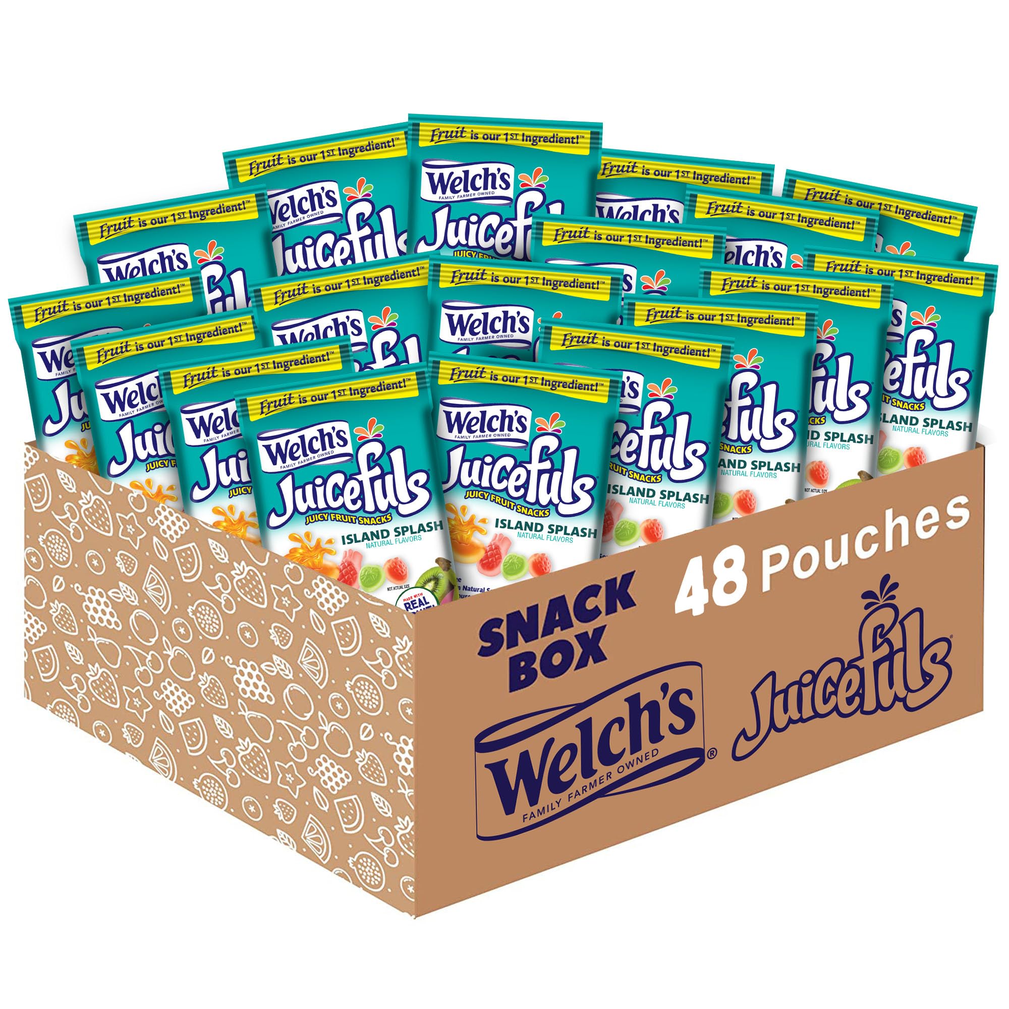 Welch's Juicefuls Island Splash Fruit Snacks - 48 Pack of 1oz Single Serve Bags | Gluten Free, No Artificial Flavors | Perfect for School Lunches, Road Trips & Office Snacks