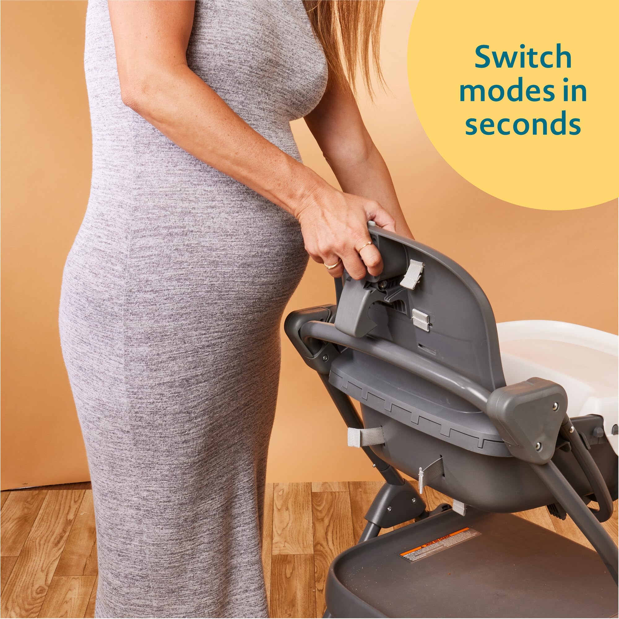 The First Years Convertible Baby High Chair & Toddler Step Stool - Foldable Adjustable 3-in-1 Grow with Me Highchair - Easy Clean Kitchen Helper Stool for Babies & Kids - Perfect for Feeding, Learning & Playtime