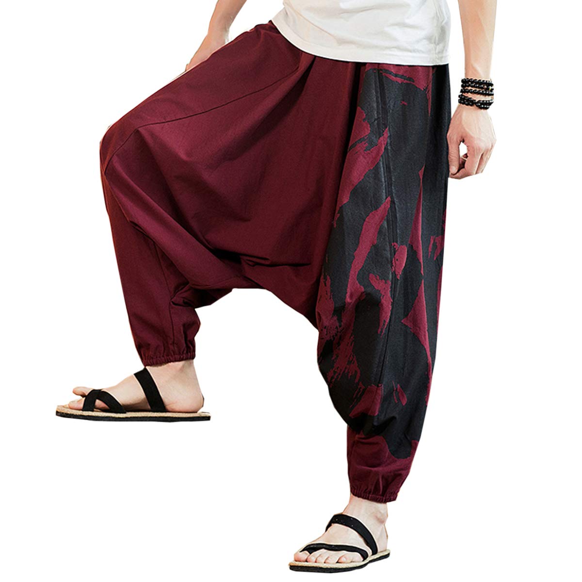 Seidarise Men's Harem Pants - Drop Crotch Lounge Pants, Plus Size Genie Pants & Balloon Yoga Joggers for Men | Comfortable Loungewear for Home, Yoga, Meditation and Streetwear Fashion