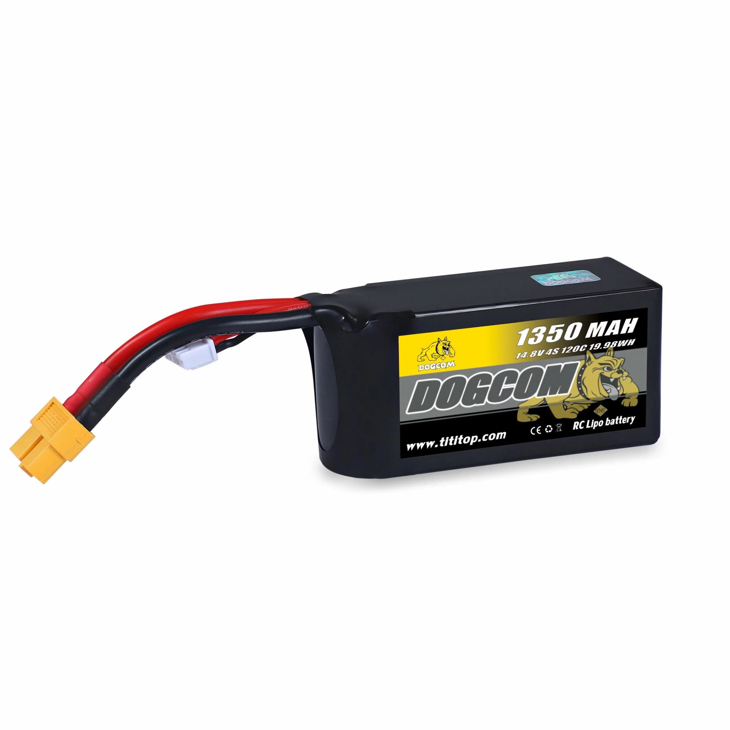 DOGCOM 150C 4S 14.8V 1350mAh LiPo Battery with XT60 Connector - High Performance RC Car Drone Battery for FPV Racing and Aerial Photography