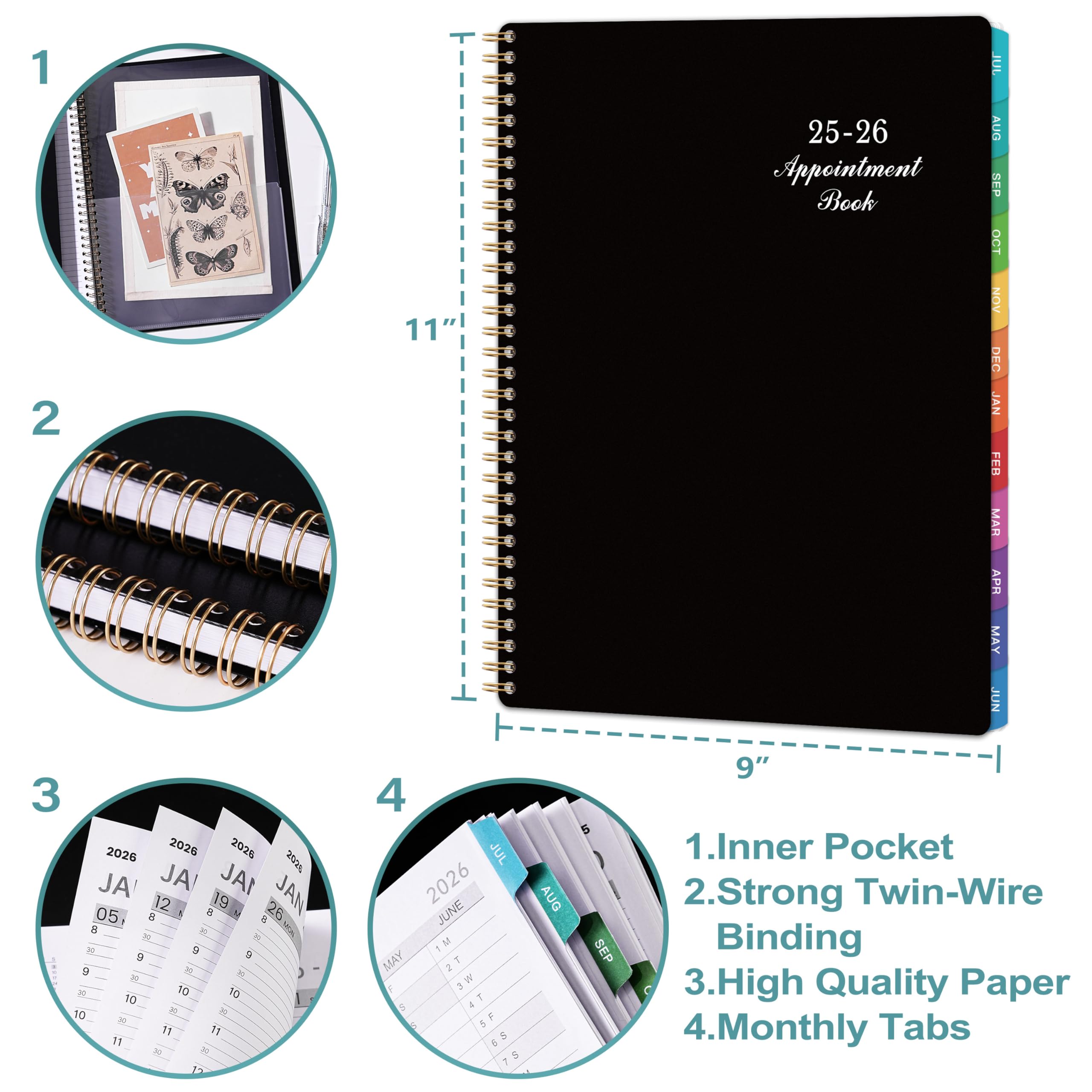 2025-2026 Weekly & Daily Planner - July 2025 to June 2026 Appointment Book with Hourly Scheduling, 9