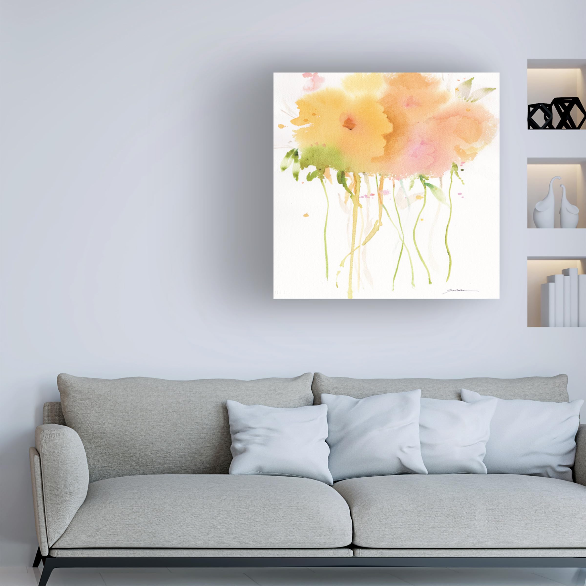 Trademark Fine Art 'Shadows Of Spring 2' Canvas Wall Art by Sheila Golden - Floral Landscape Painting for Living Room, Bedroom & Office Decor
