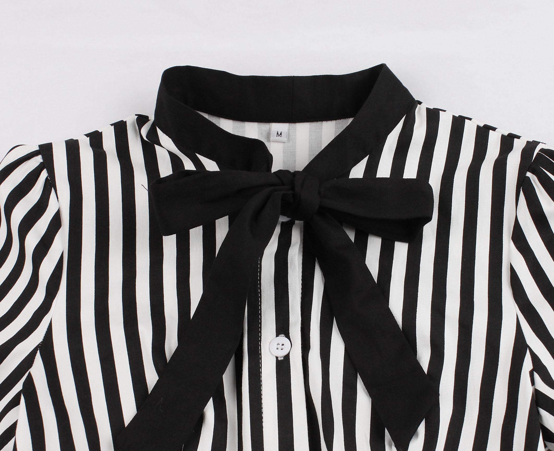 Vintage Women's Tie Neck Button Down Shirt Cocktail Dress - Elegant Office Wear & Party Outfit for Women