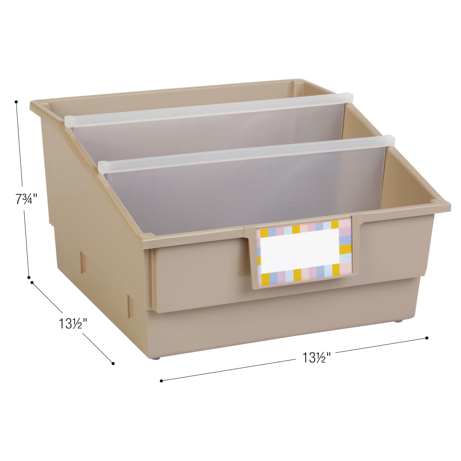 Really Good Stuff 6-Pack Tan Picture Book Classroom Library Bins with Dividers - Durable Book Storage Organizer for School, Classroom, and Home Reading Corners