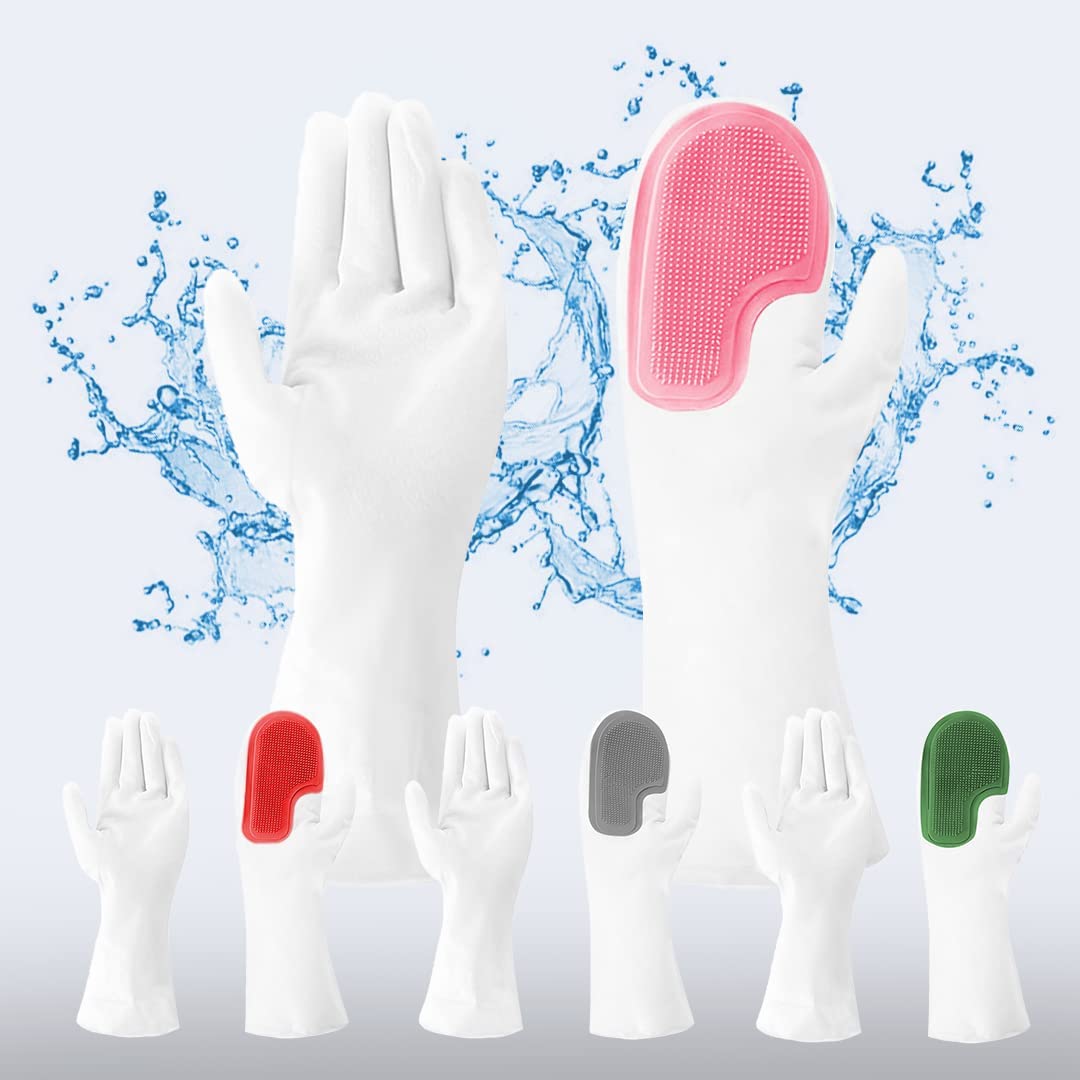 Heat Resistant Reusable Silicone Gloves for Kitchen Cleaning, Pet Grooming & Gardening - Non-Slip Durable Multi-Purpose Gloves (Pink, MS-2010) | Perfect for Cooking, Dishwashing, Dog Bathing & Outdoor Planting