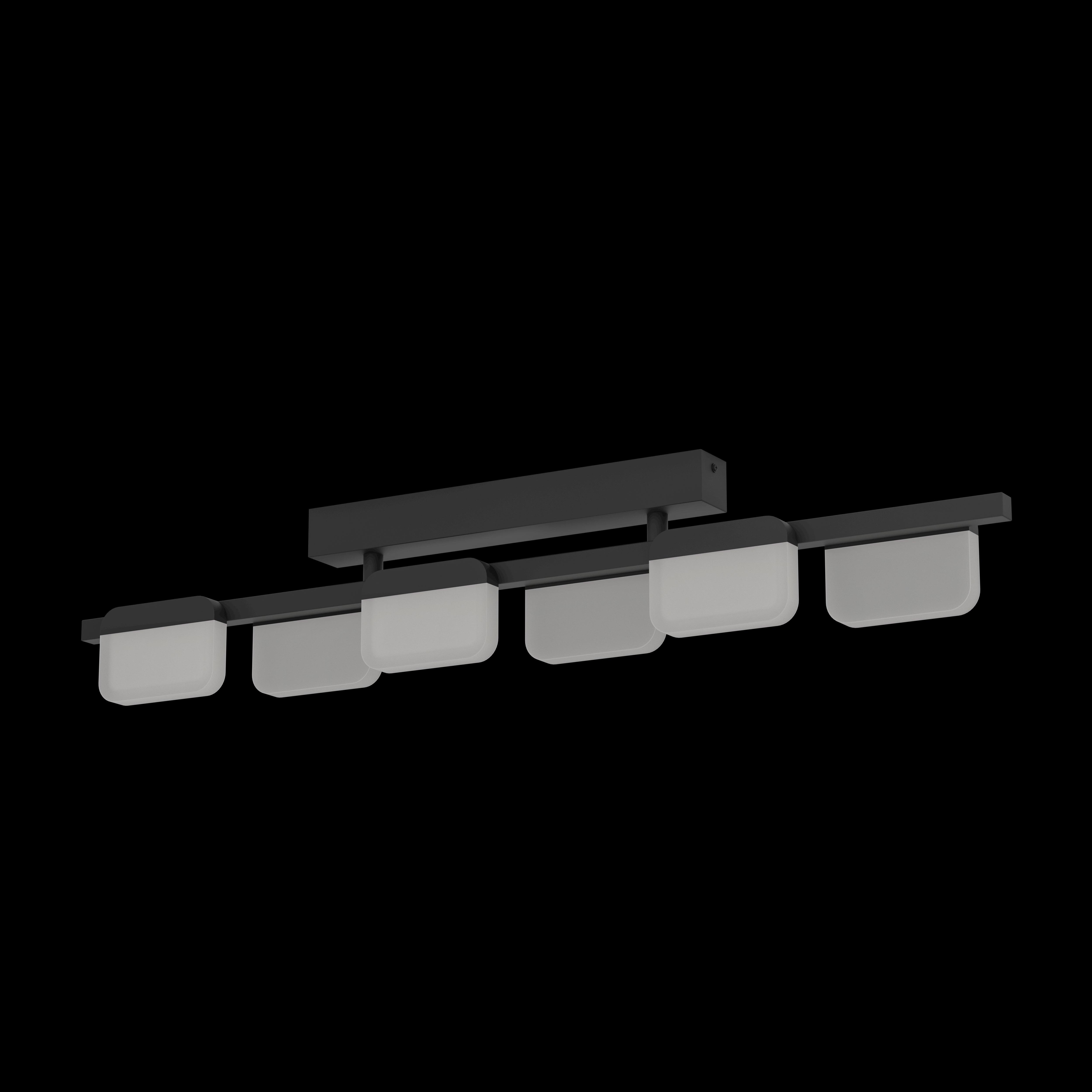 Eglo Ervidel 6-Light Black LED Ceiling Flush Mount with Acrylic Shades - Modern Lighting for Living Room, Bedroom, or Hallway