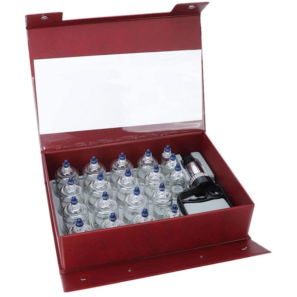 Vacuum Cupping Therapy Set - 19pcs Glass Cupping Cups with Suction Massage Tools for Pain Relief, Detox & Relaxation - Professional Cupping Kit for Home Use, Spa & Wellness Therapy