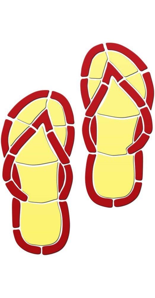 Yellow and Red 8-Inch Ceramic Swimming Pool Mosaic Flip Flops (Pair) - Perfect for Poolside Decor, Backyard Landscaping, and DIY Home Improvement Projects