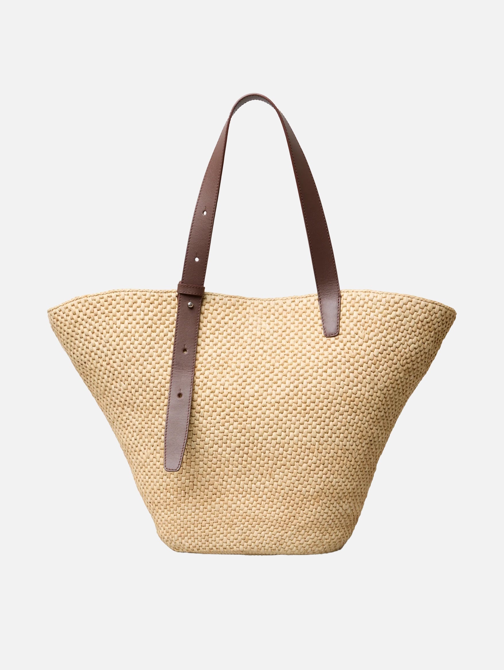 Large Bianca Raffia Tote Bag - Natural Woven Straw Handbag for Women, Perfect for Beach, Shopping, and Summer Outings