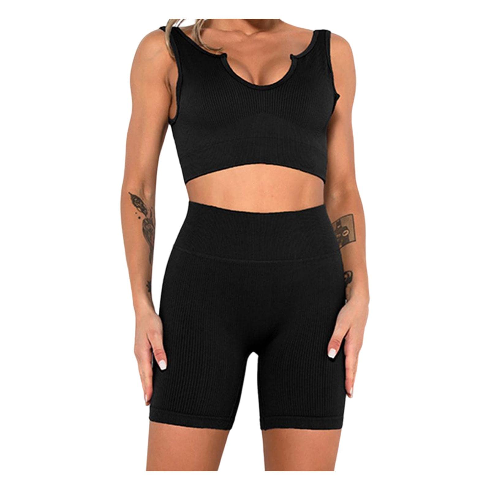 B Baosity Women's Yoga Set - High Waist Gym Leggings & Sports Bra Workout Outfit for Yoga, Pilates & Running | Comfortable Fitness Clothes for Women